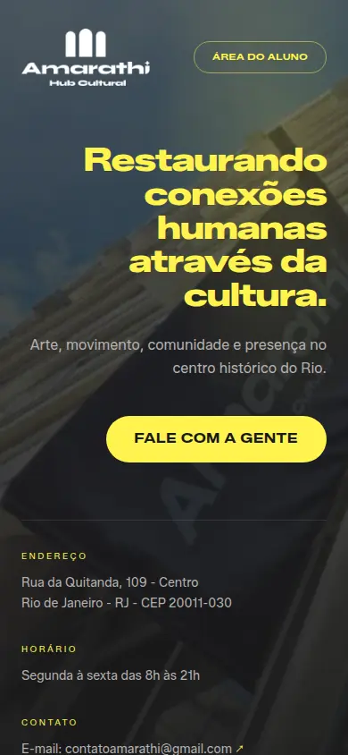 Site do Amarathi em tela de celular
